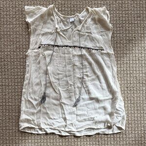 Old Navy Cream Top with Tassel Detail